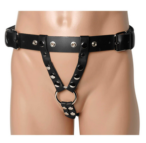 Double Penetration Premium Leather Dildo Harness for Men
