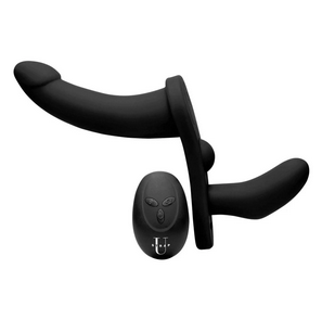 Double Take 10X Double Penetration Vibrating Strap-on Harness - Black